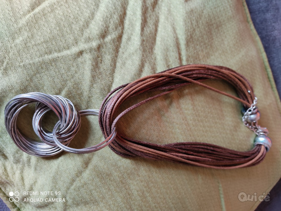 Collana argento e cuoio foto-36609