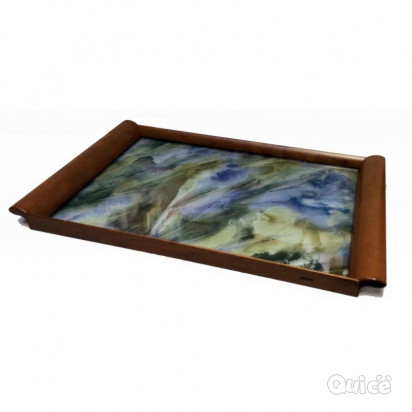 Vassoio manici in legno e piano decorato in vetro  - 3 varianti foto-330200