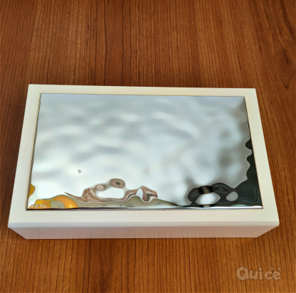Scatola Portagioie in legno bianco e argento  foto-412668