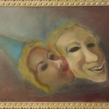 Vendo vecchio quadro soggetto maschere di B. Donadel 