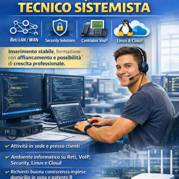 neodiplomato/a in informatica, ruolo di tecnico sistemista junior.