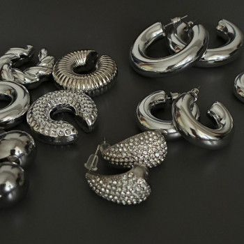 Lotto orecchini metallo argentato