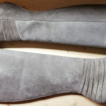 Stivale tacco alto, camoscio taupe